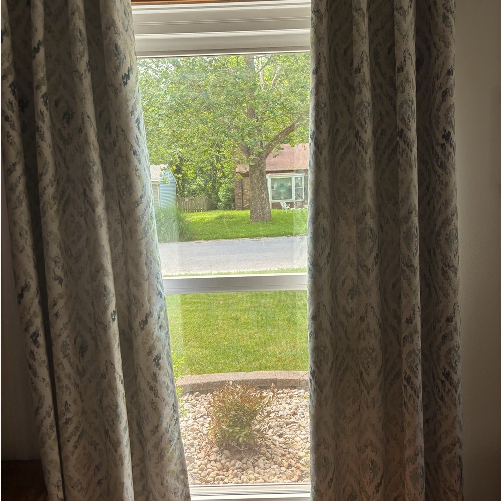 Elegant Blue & Green Patterned Curtains - Set of 2 Panels 51”x84”